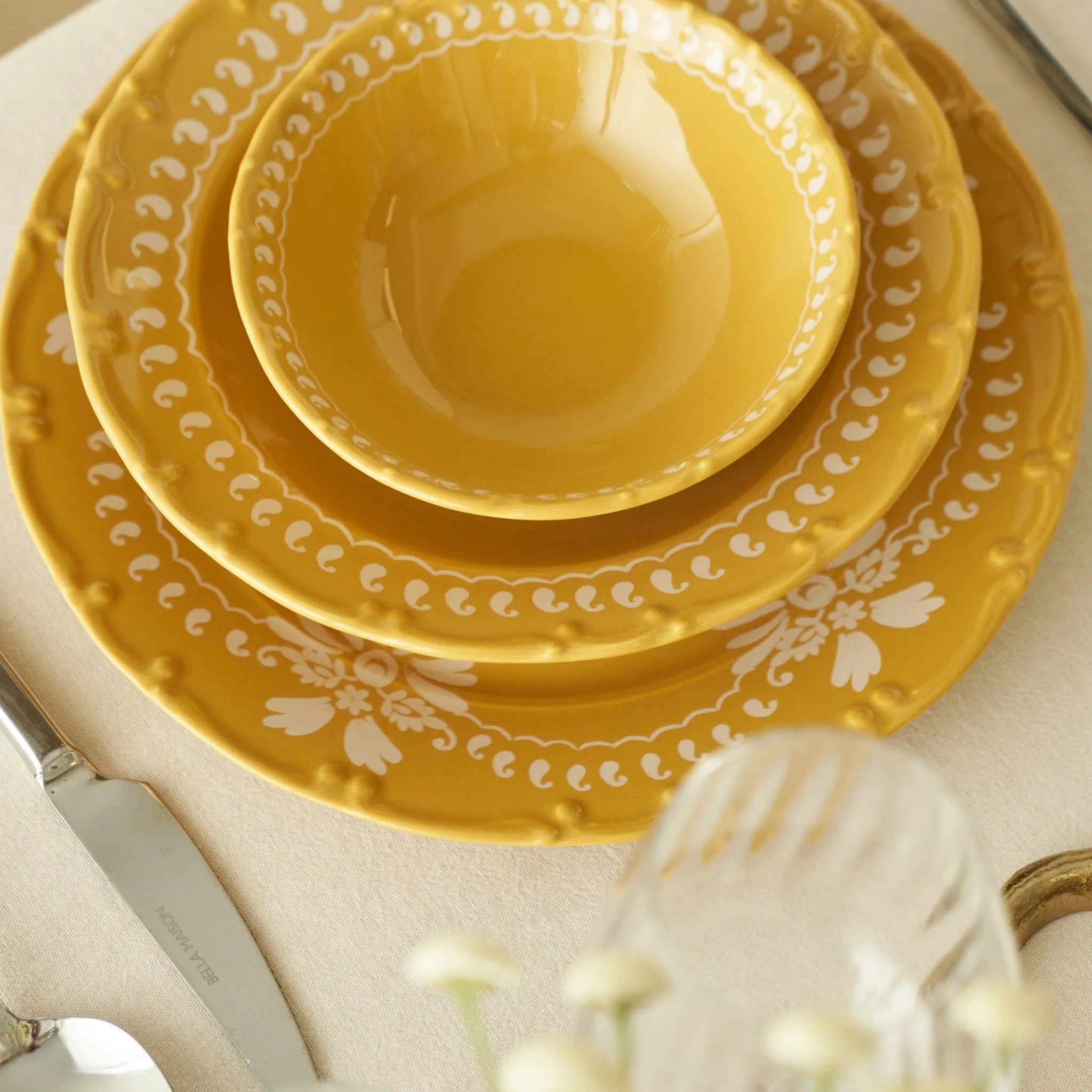 Indian Mustard Porcelain Dinner Plate design detail