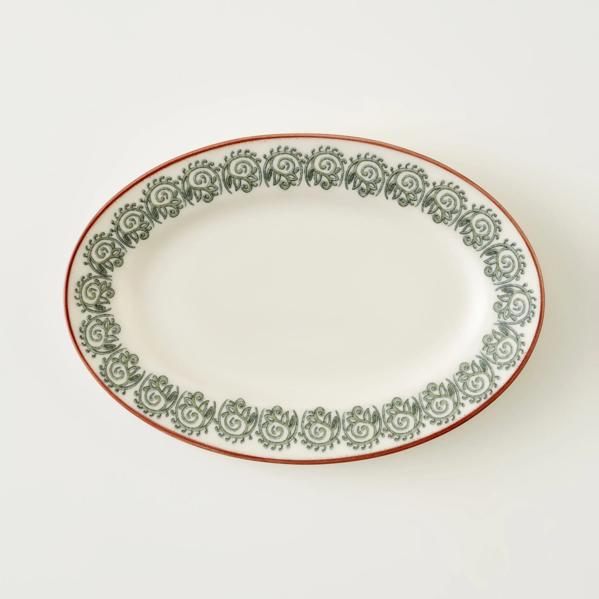 Indian Porcelain Oval Serving Platter side view