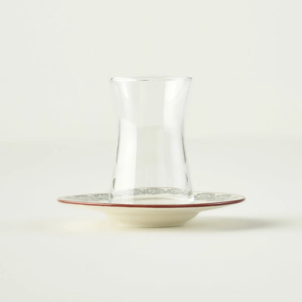 Indian Tea Glass Set with Saucers (6-Piece)