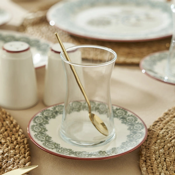 Indian Tea Glass Set with Saucers (6-Piece)