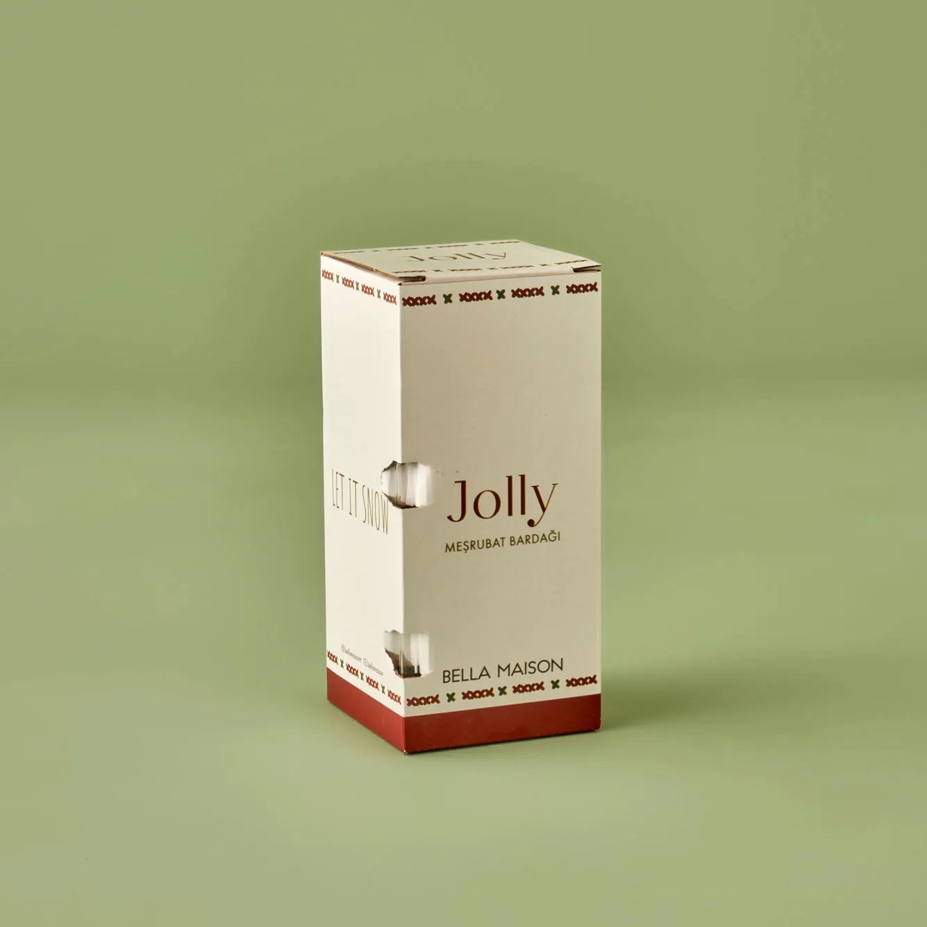 Jolly ‘Let It Snow’ Glass Tumbler with Straw texture detail