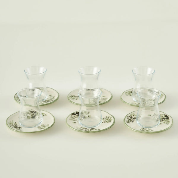 Julia Tea Glass Set with Saucers (6-Piece)