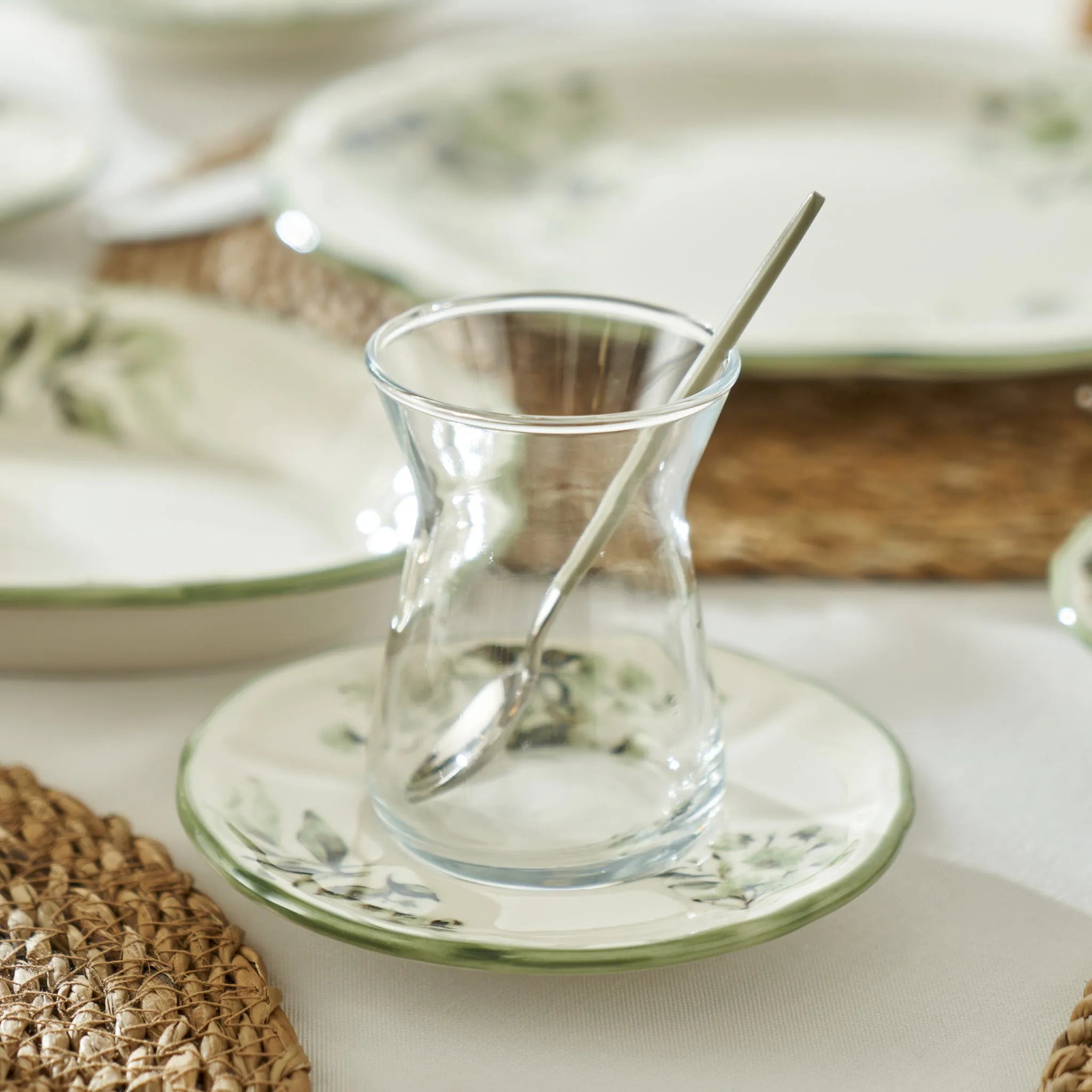 Julia Tea Glass Set with Saucers (6-Piece) side view