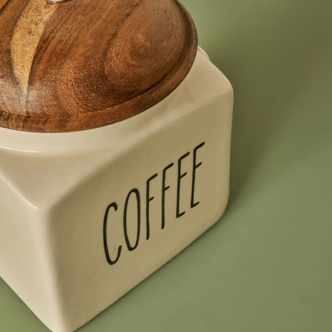 Koffi Ceramic Jar with Acacia Lid & Spoon detail view