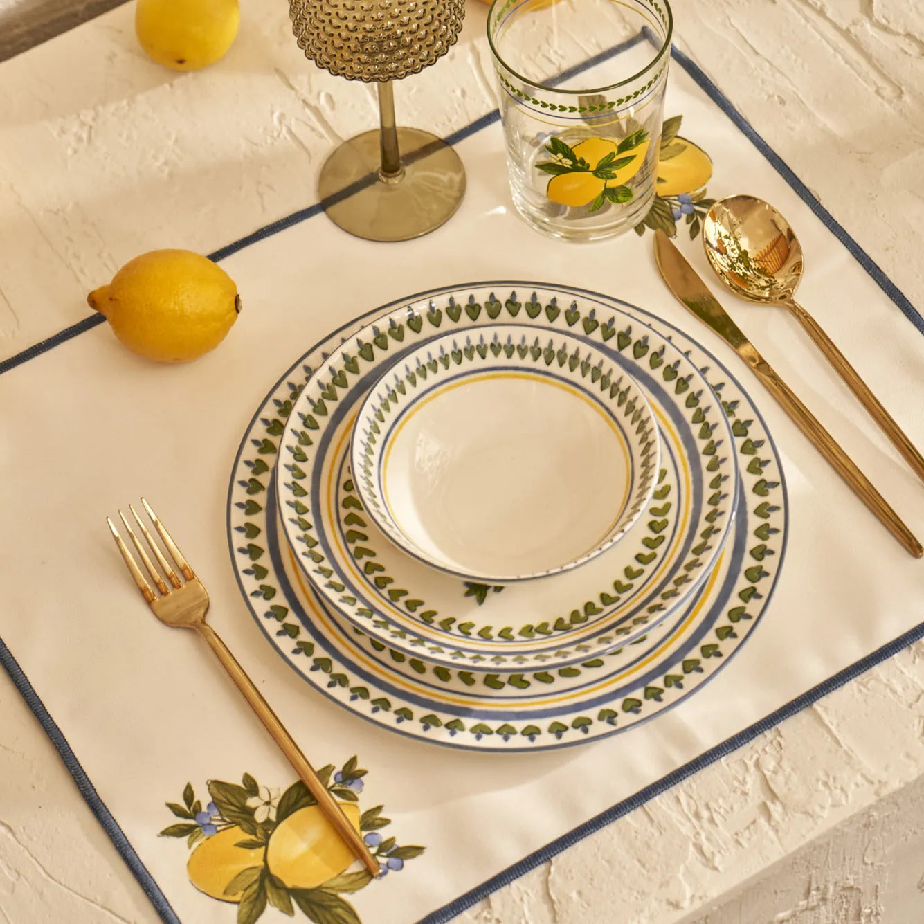 Lemoncello Cotton Placemat texture detail