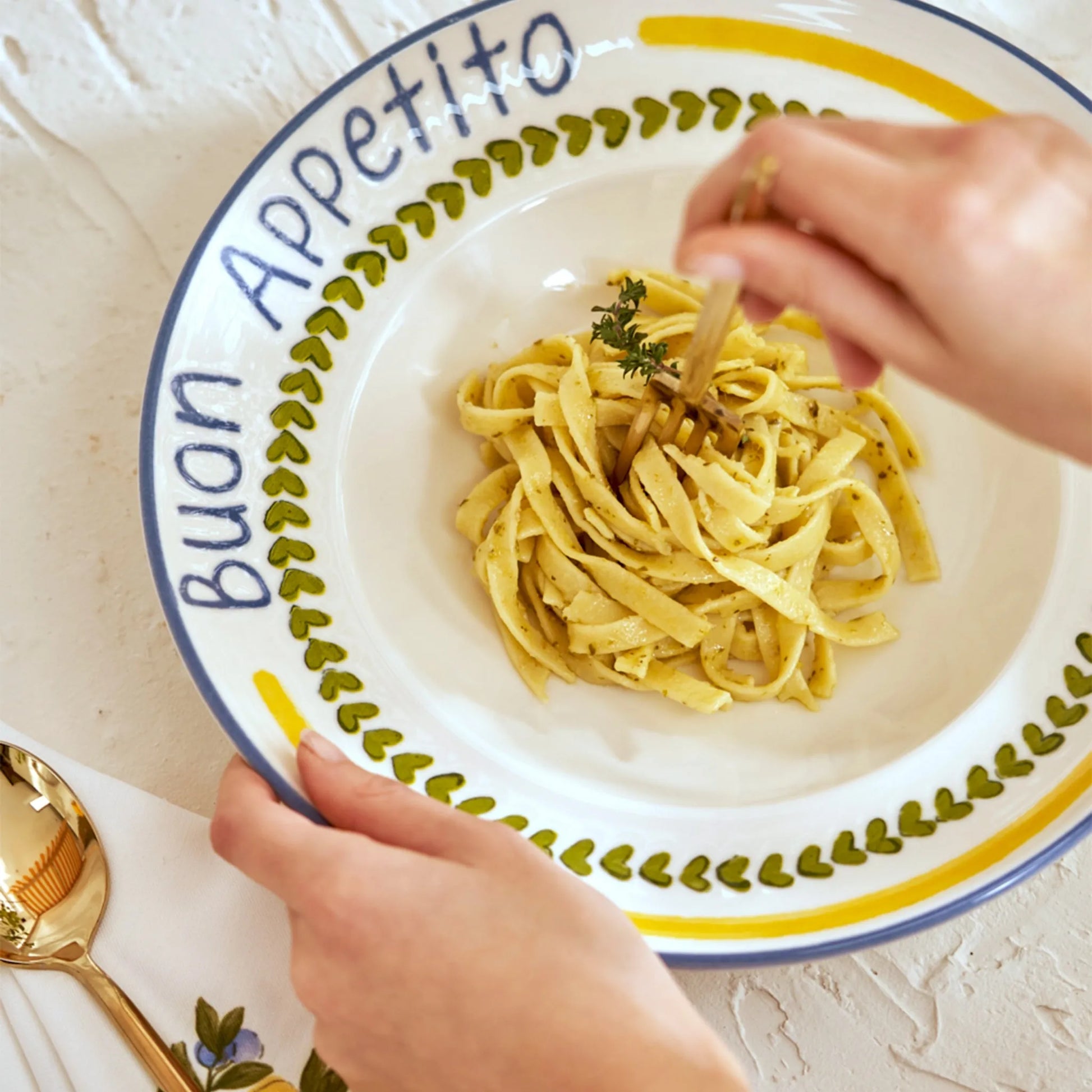 Lemoncello Porcelain Pasta Bowl side view