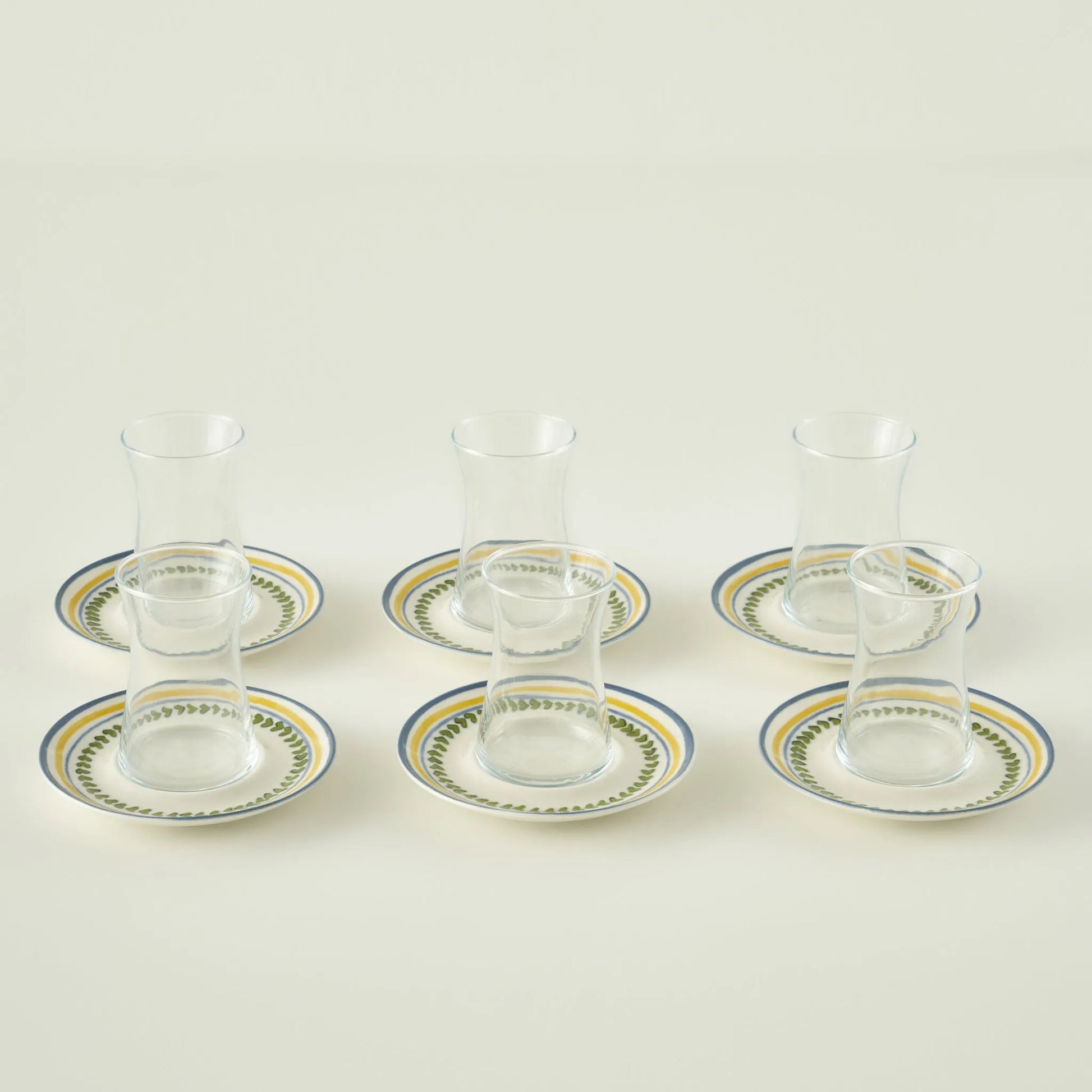 Lemoncello Tea Glass Set with Saucers (6-Piece)
