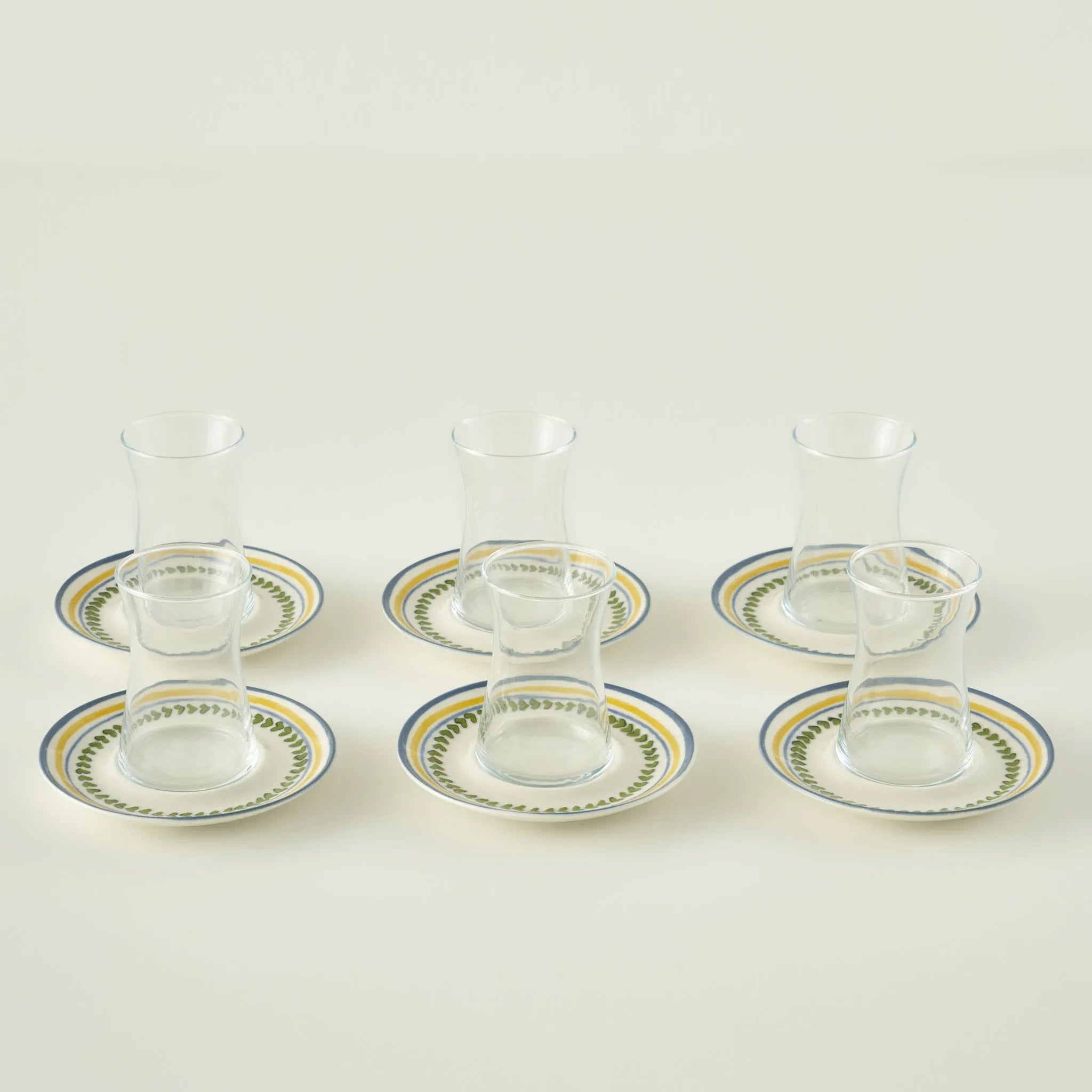 Lemoncello Tea Glass Set with Saucers (6-Piece)