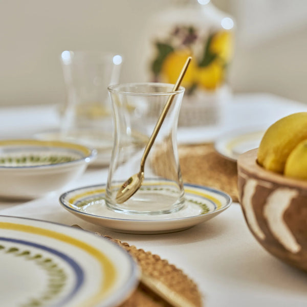 Lemoncello Tea Glass Set with Saucers (6-Piece)