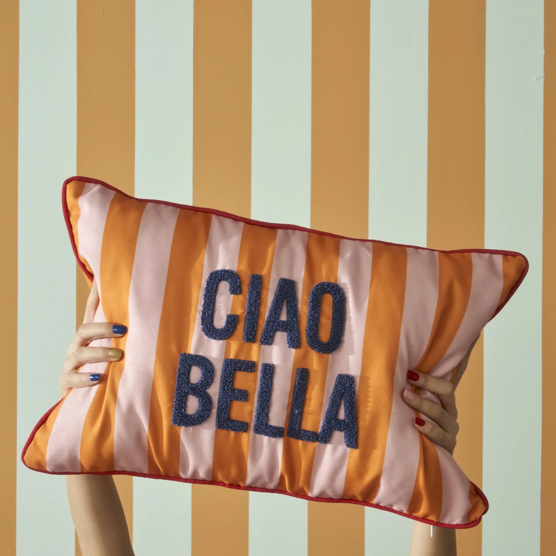 Line 'Ciao Bella' Punch Embroidered Cushion Cover side view