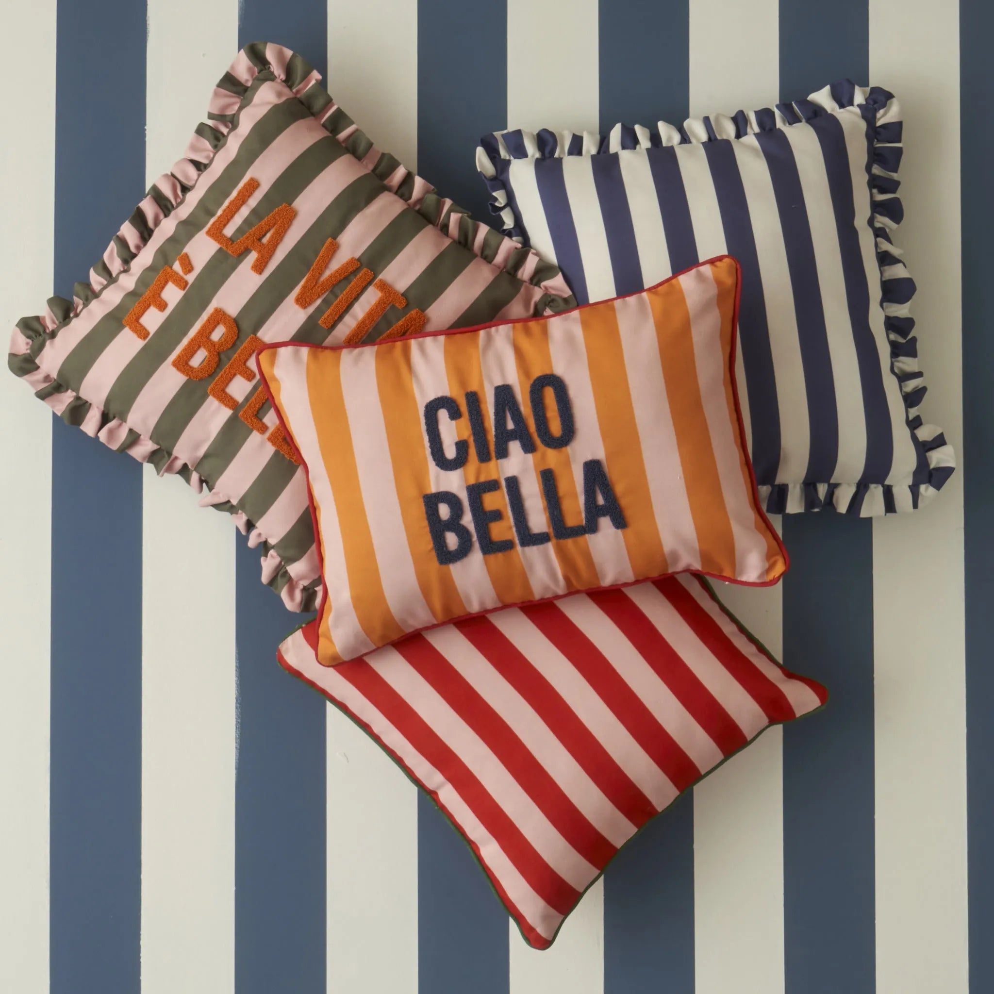 Line 'Ciao Bella' Punch Embroidered Cushion Cover design detail