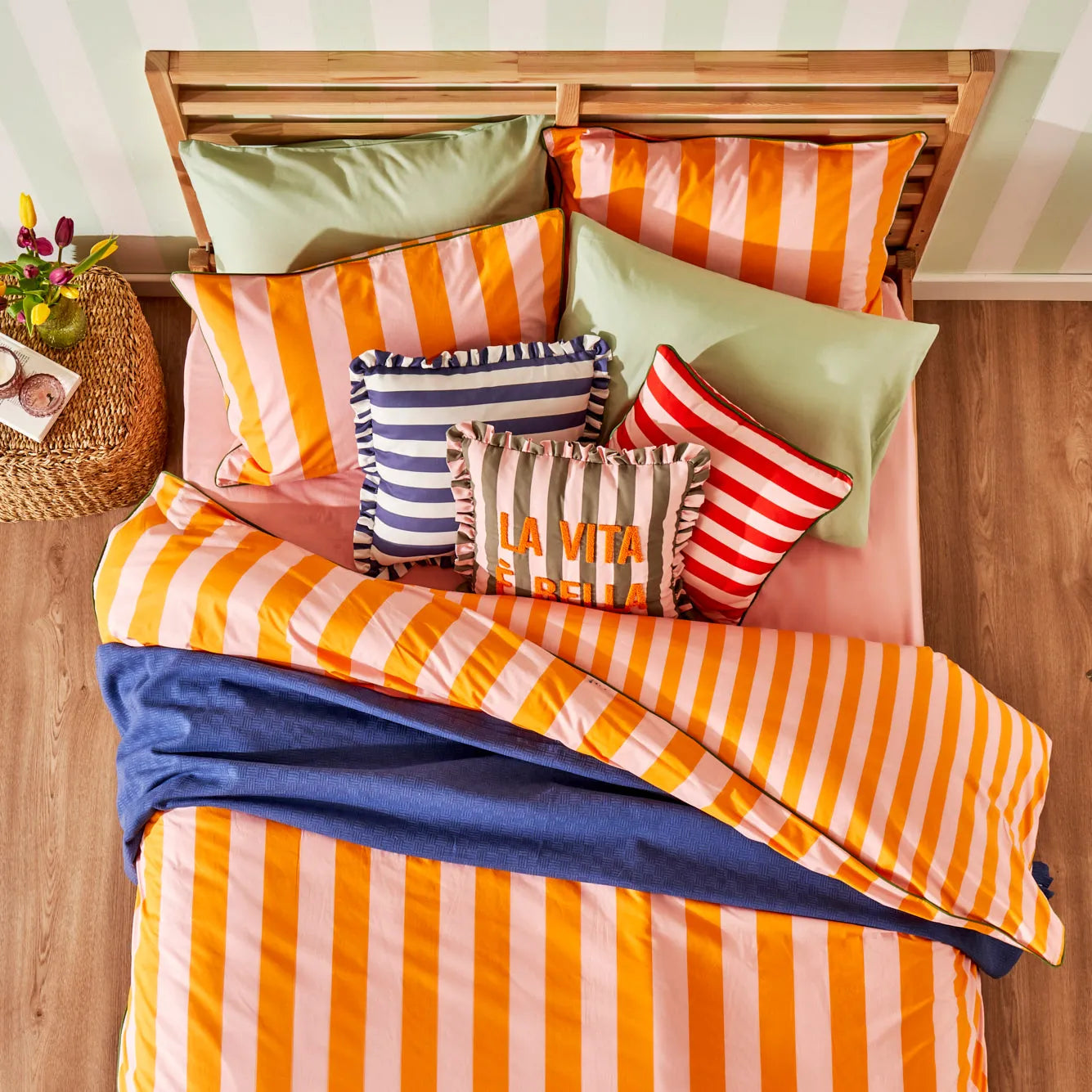 Line Striped Cotton Duvet Set detail view