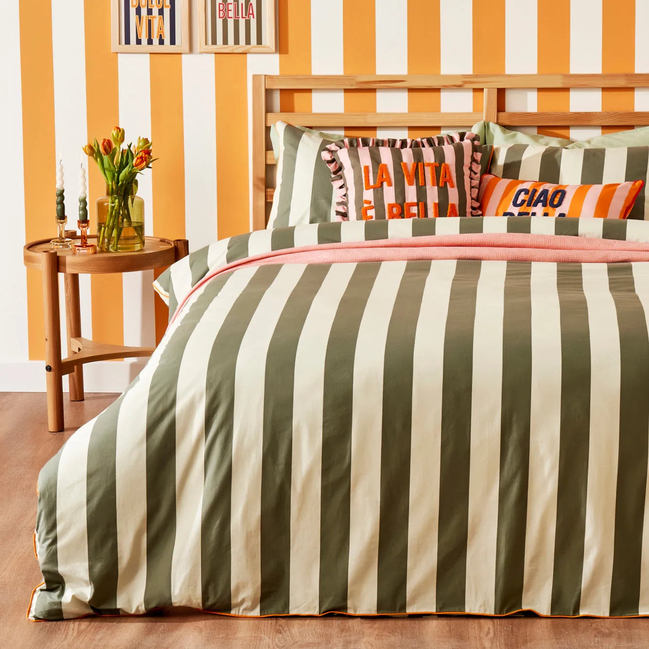 Line Striped Cotton Sateen Duvet Set