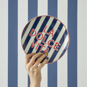 Line Striped Porcelain Dessert Plate