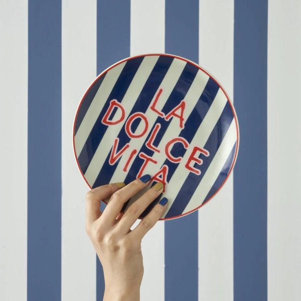 Line Striped Porcelain Dessert Plate