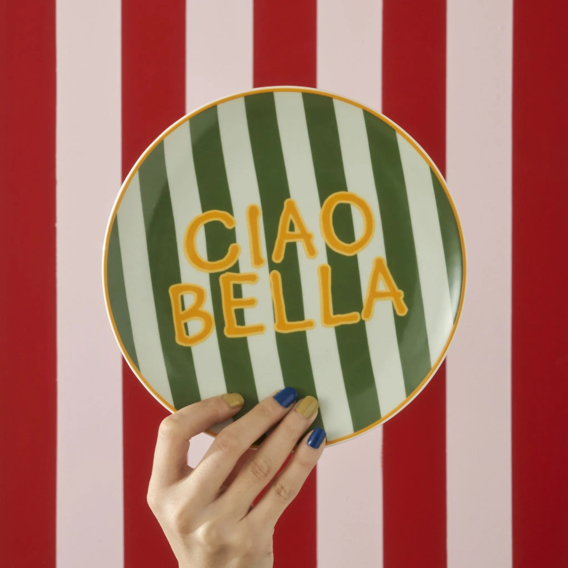 Line Striped Porcelain Dessert Plate design detail