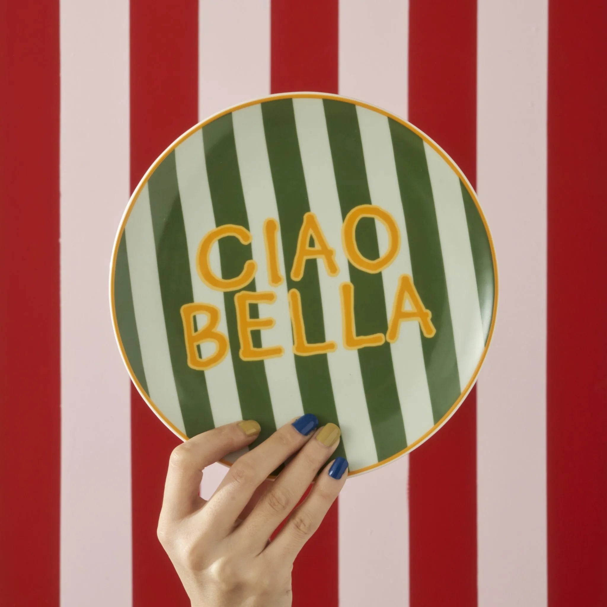Line Striped Porcelain Dessert Plate design detail