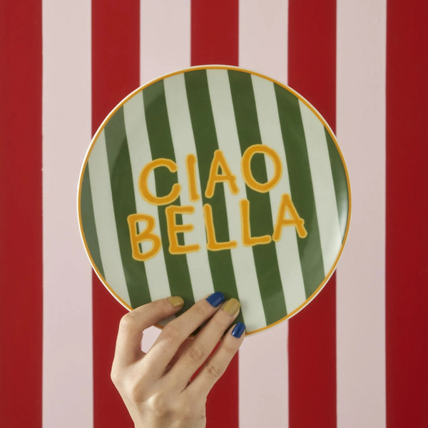 Line Striped Porcelain Dessert Plate