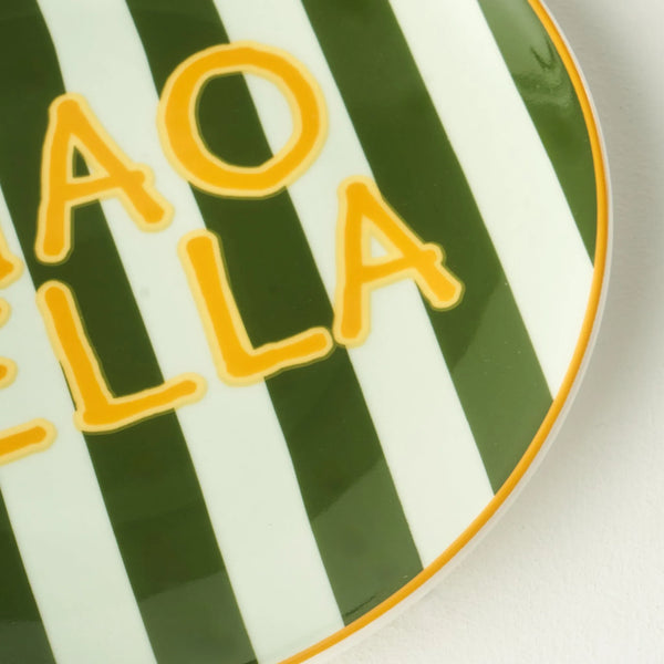 Line Striped Porcelain Dessert Plate