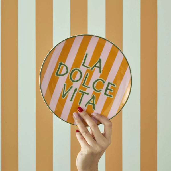 Line Striped Porcelain Dessert Plate