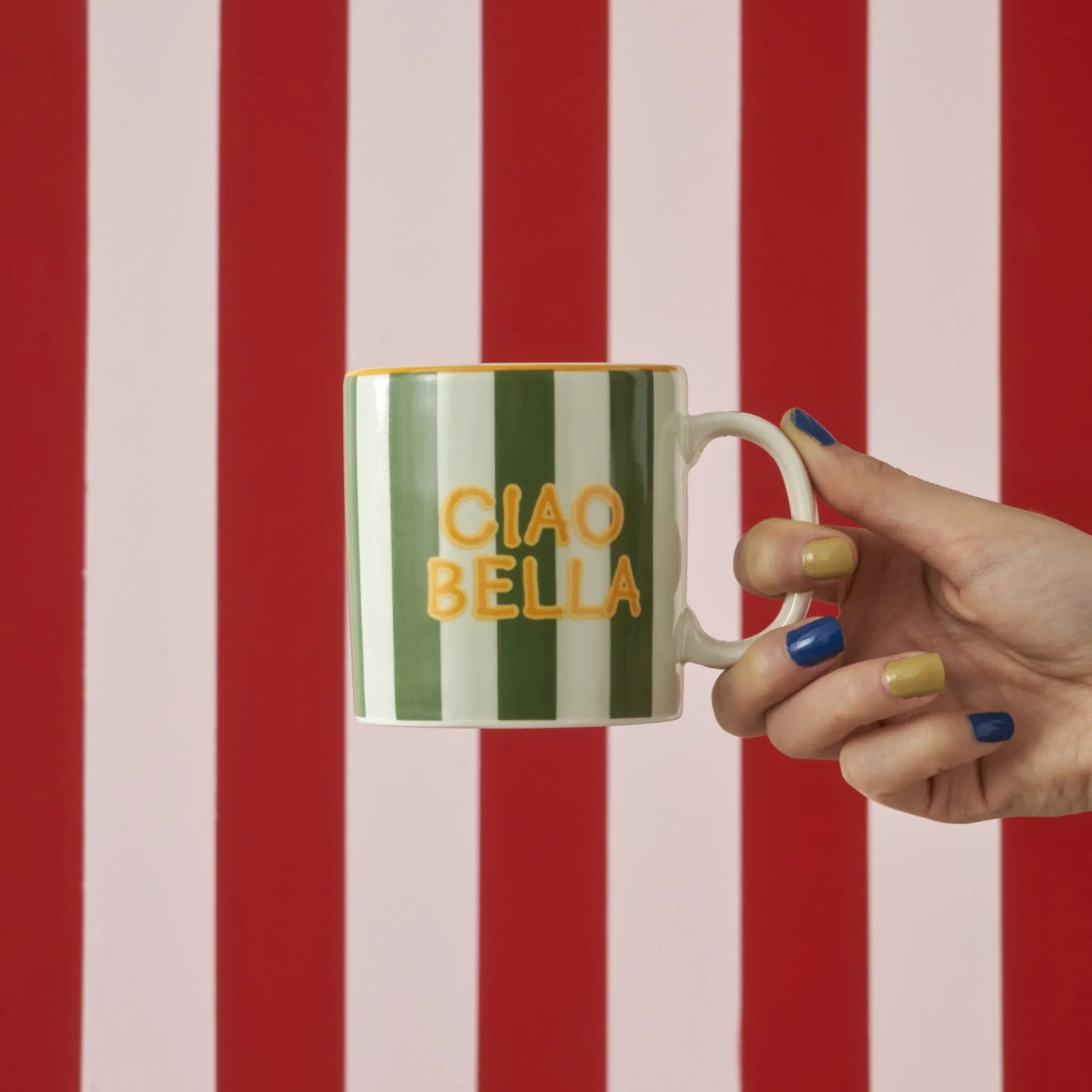 Line Striped Porcelain Mug texture detail