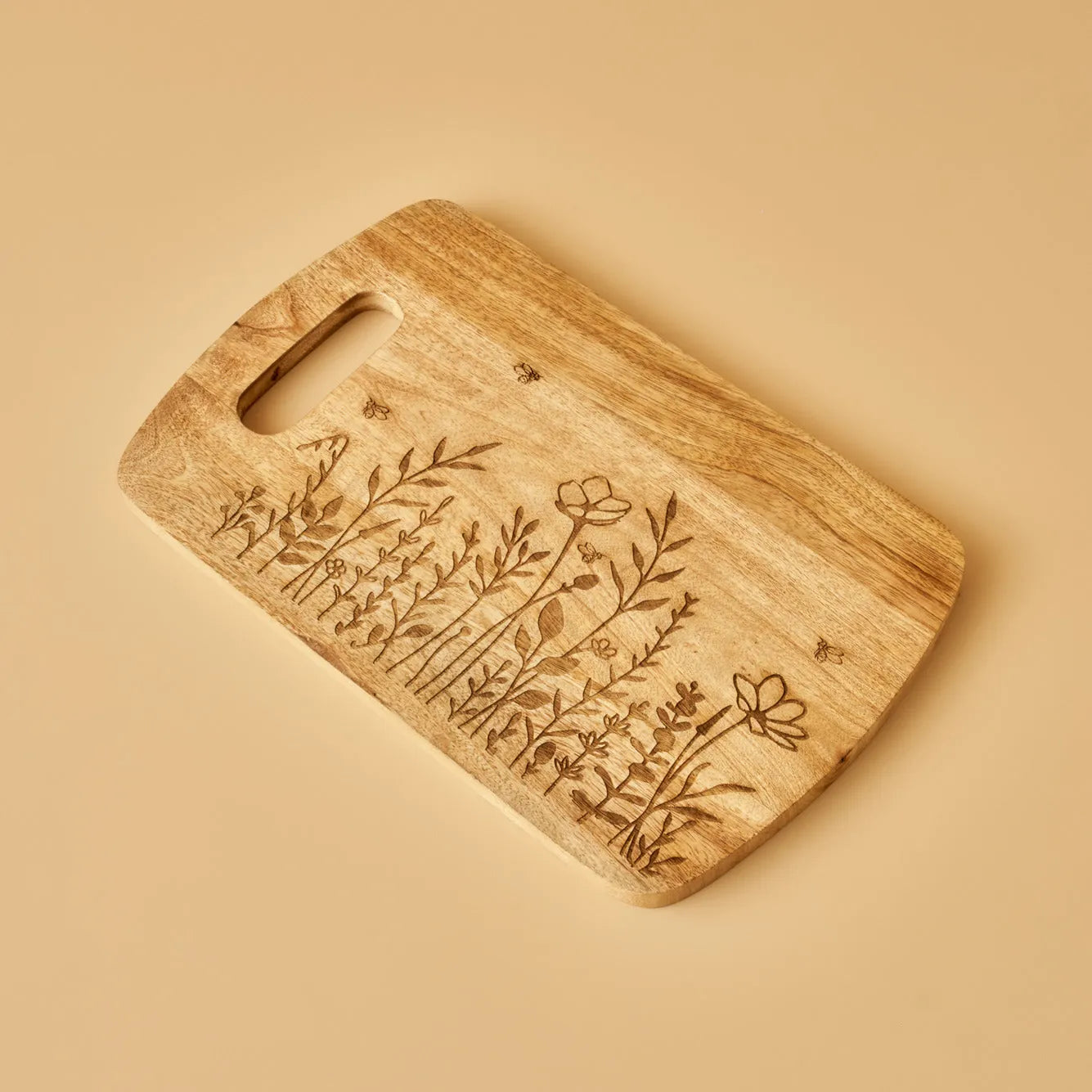 Lola Floral Etched Mango Wood Serving Board