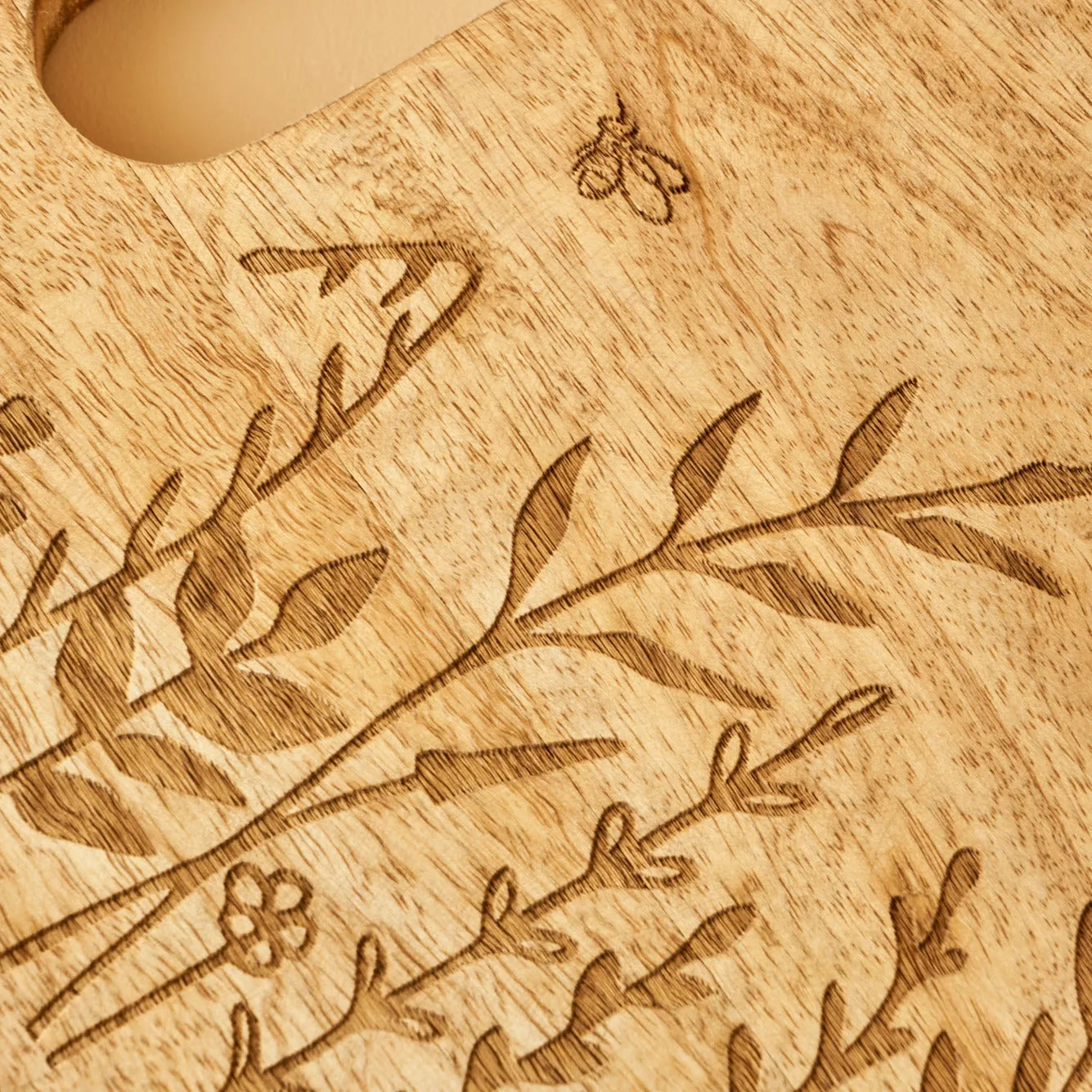 Lola Floral Etched Mango Wood Serving Board detail view
