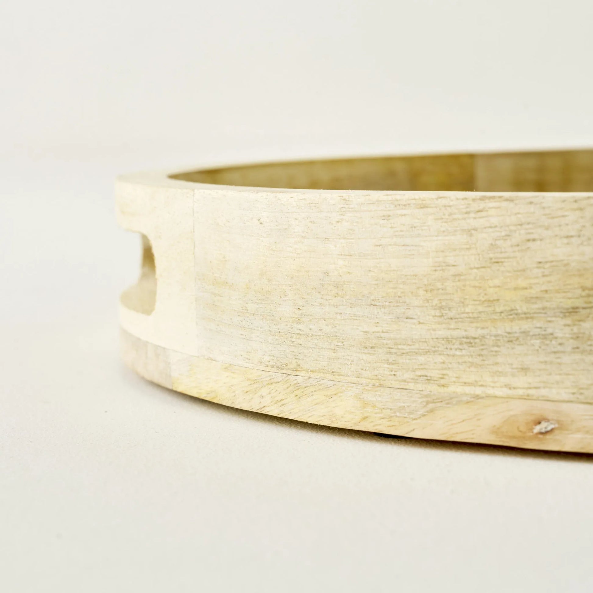 Luna Mango Wood Round Decorative Tray side view