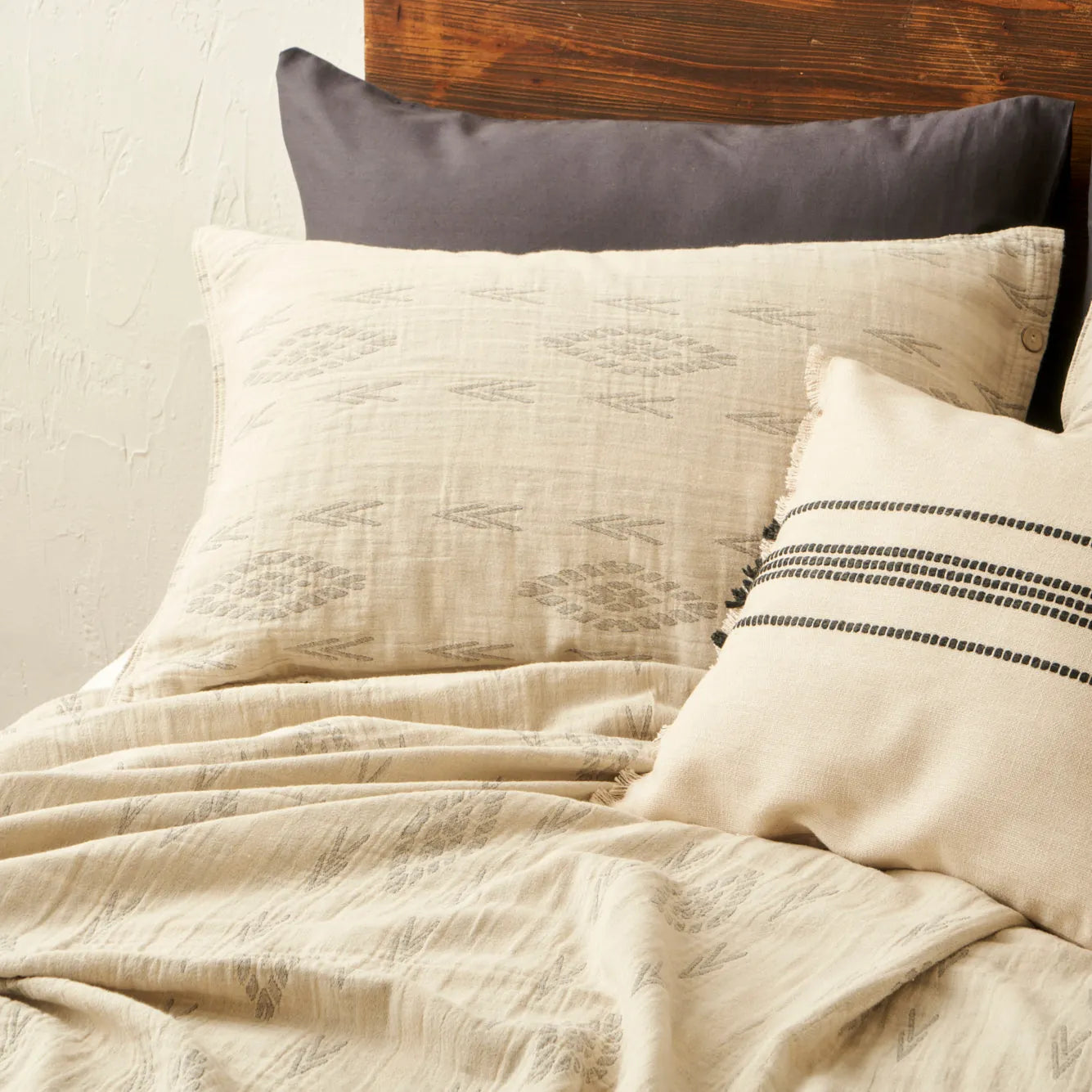 Merlin Cotton Coverlet with Shams detail view