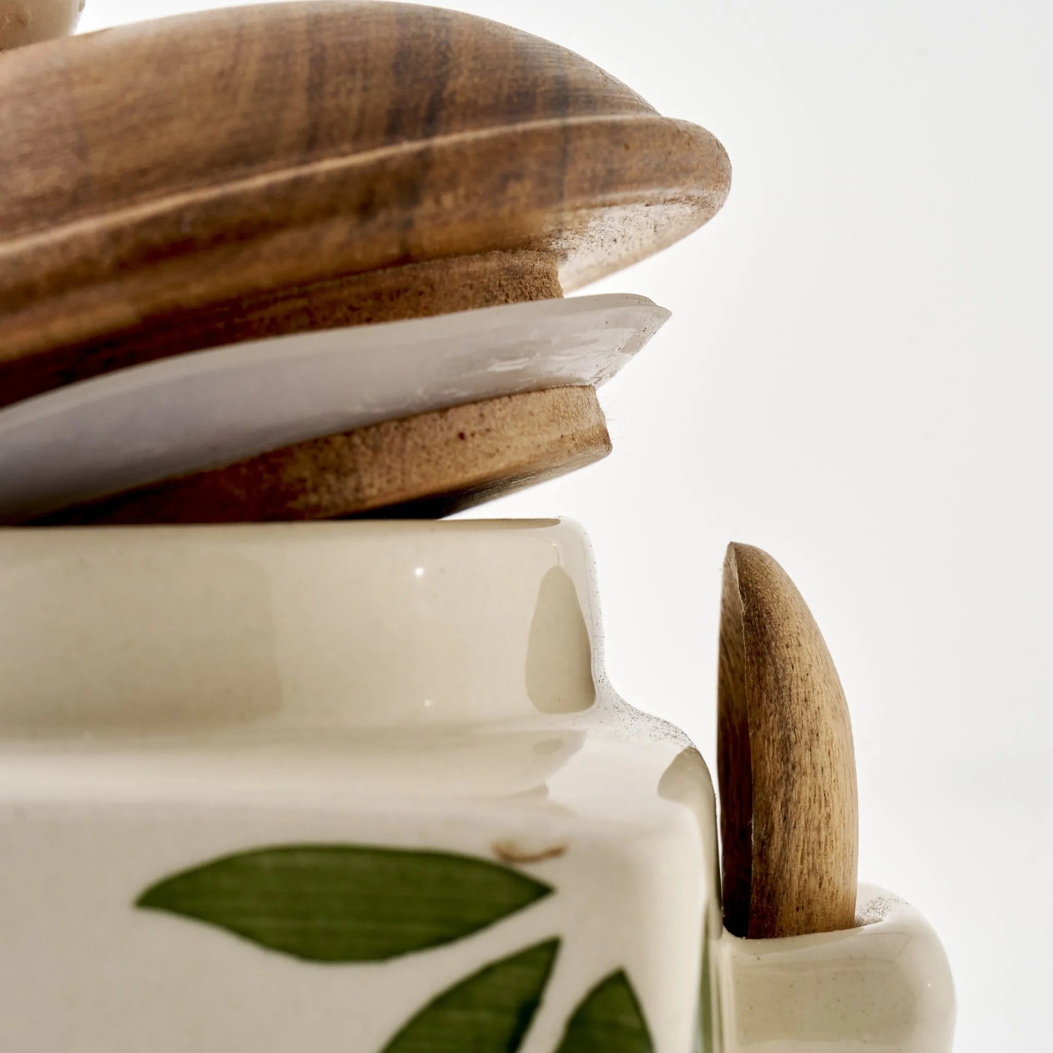 Molly Ceramic Jar with Acacia Lid & Spoon side view