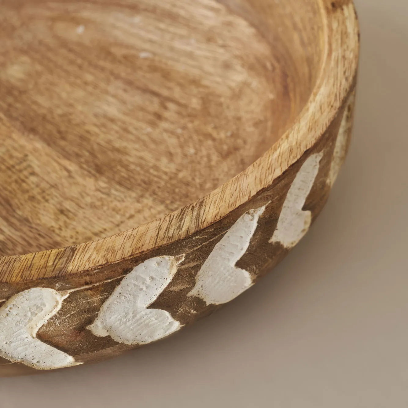 Mona Carved Mango Wood Decorative Bowl detail view