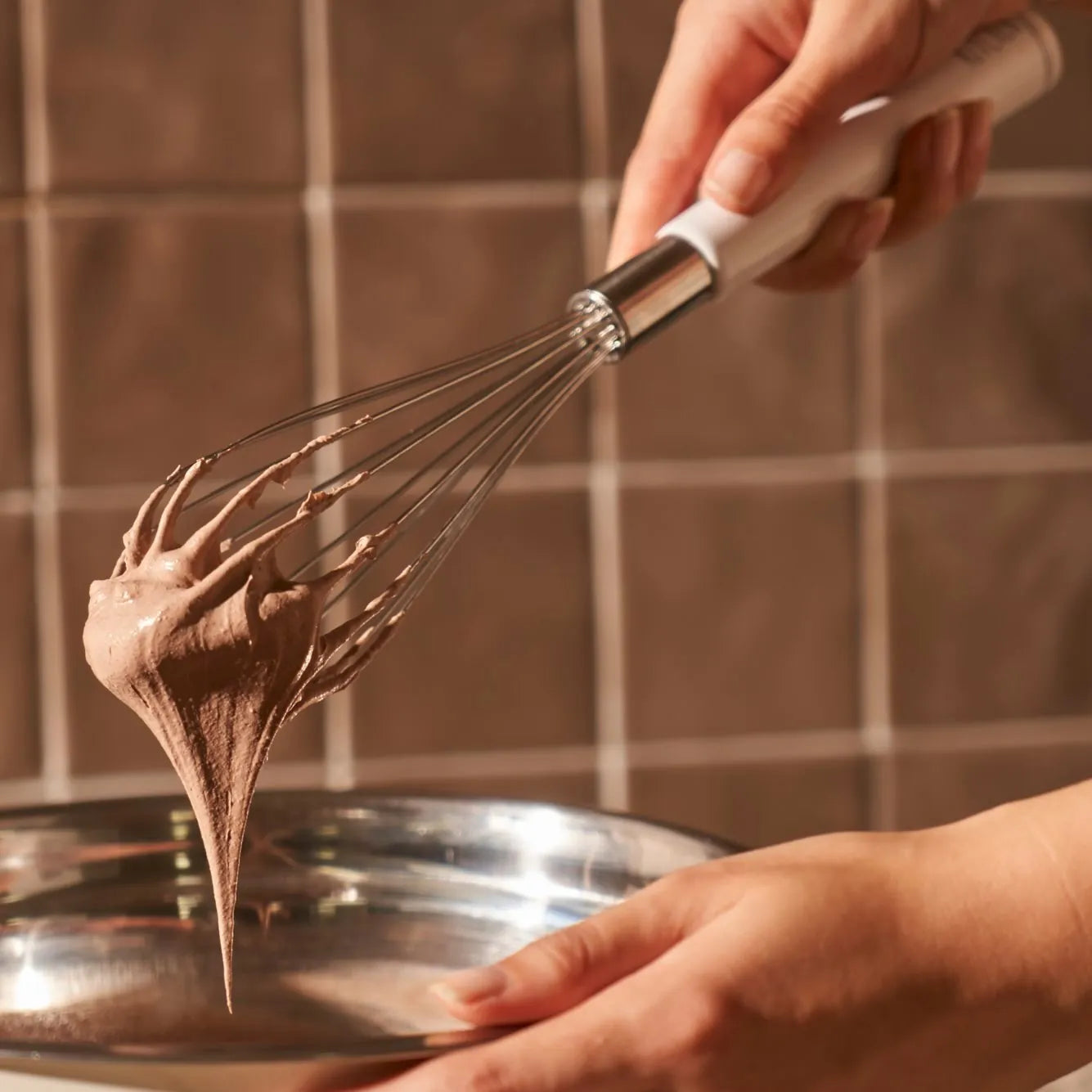 My Kitchen Stainless Steel Whisk With Porcelain Handle texture detail