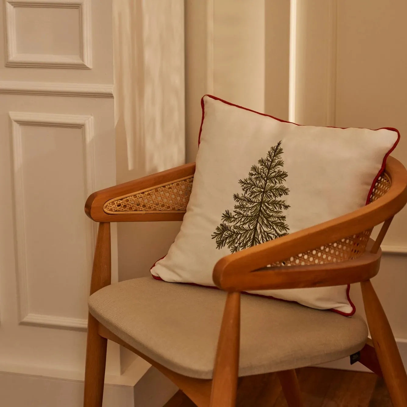 New Year Embroidered Cushion Cover texture detail