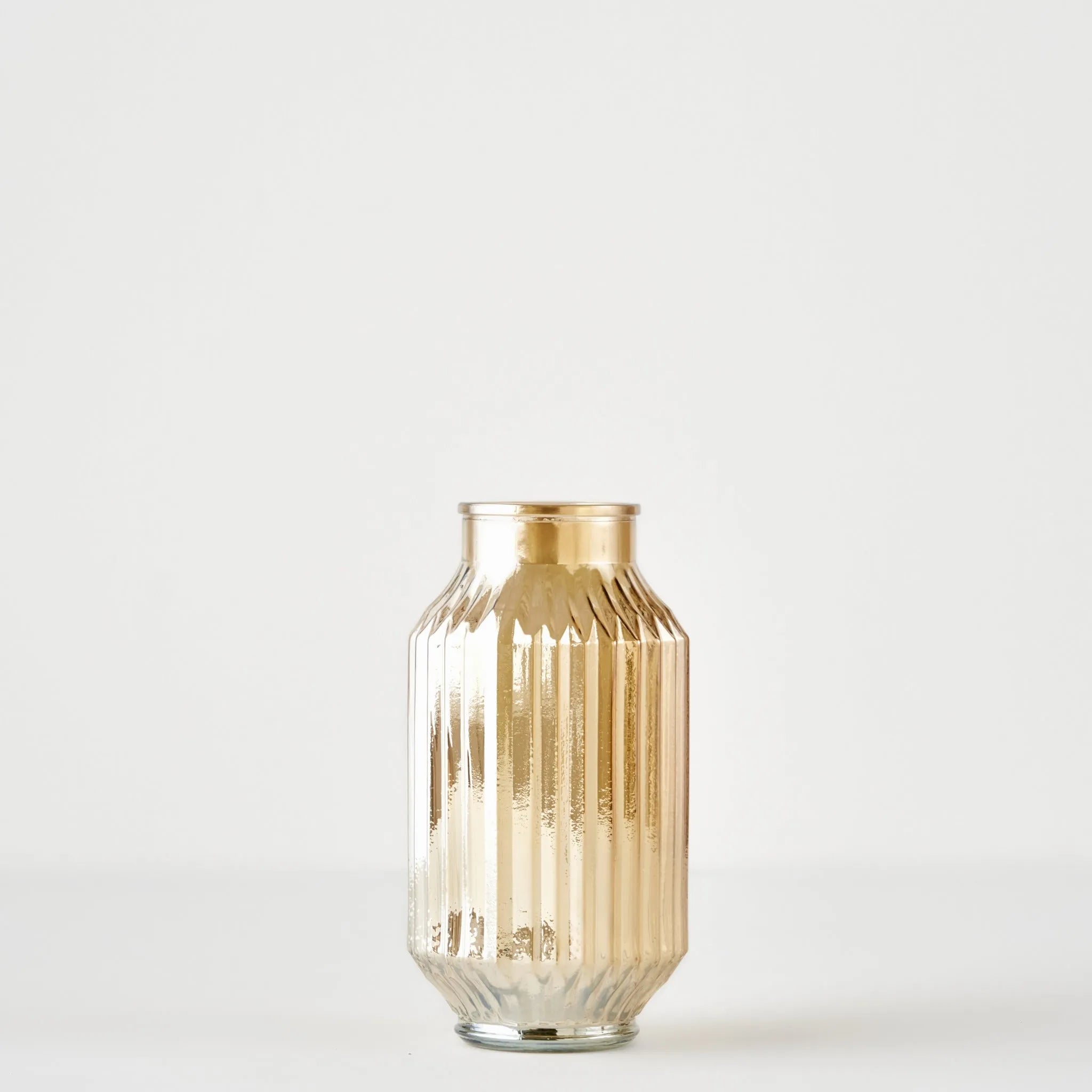 Nilda Amber Ribbed Glass Vase detail view