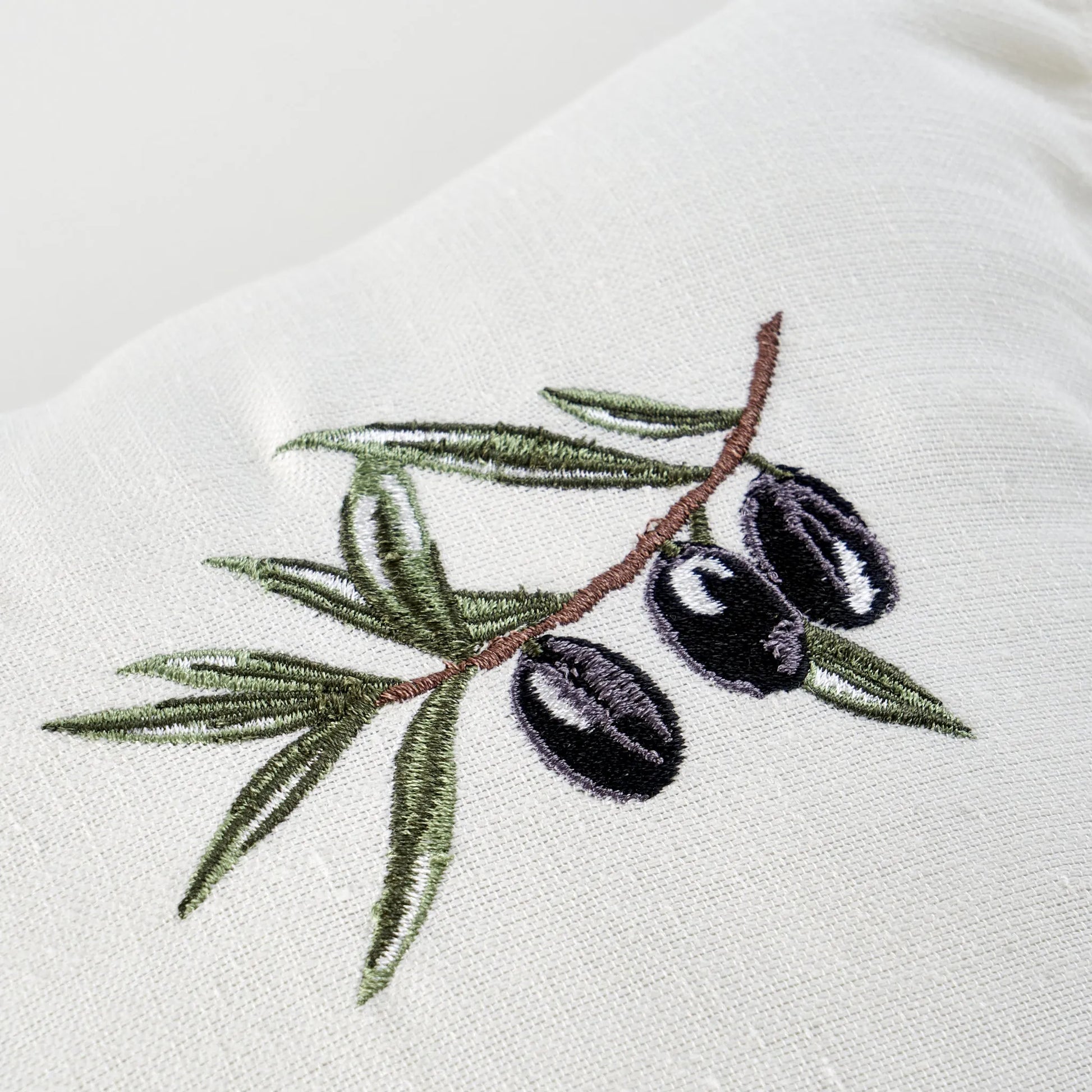 Olive Embroidered Cushion Cover detail view