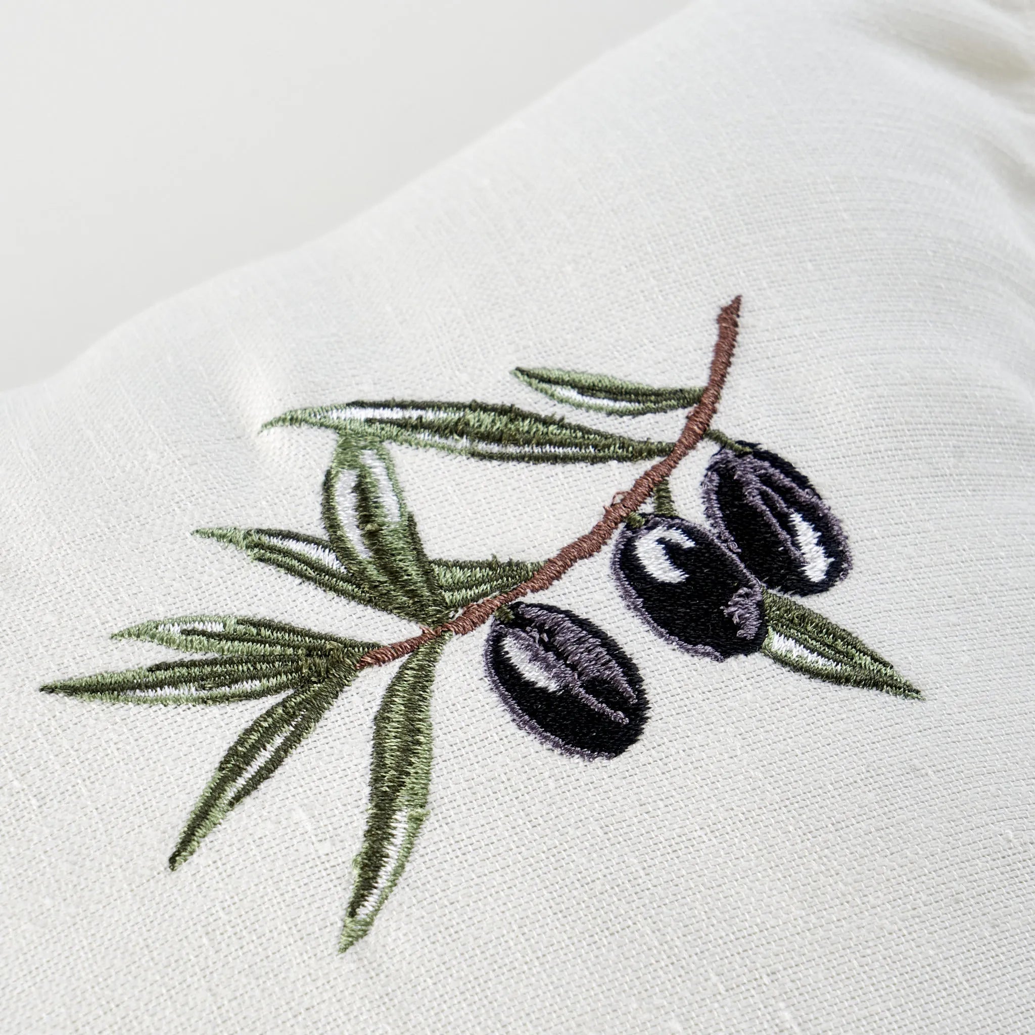 Olive Embroidered Cushion Cover detail view