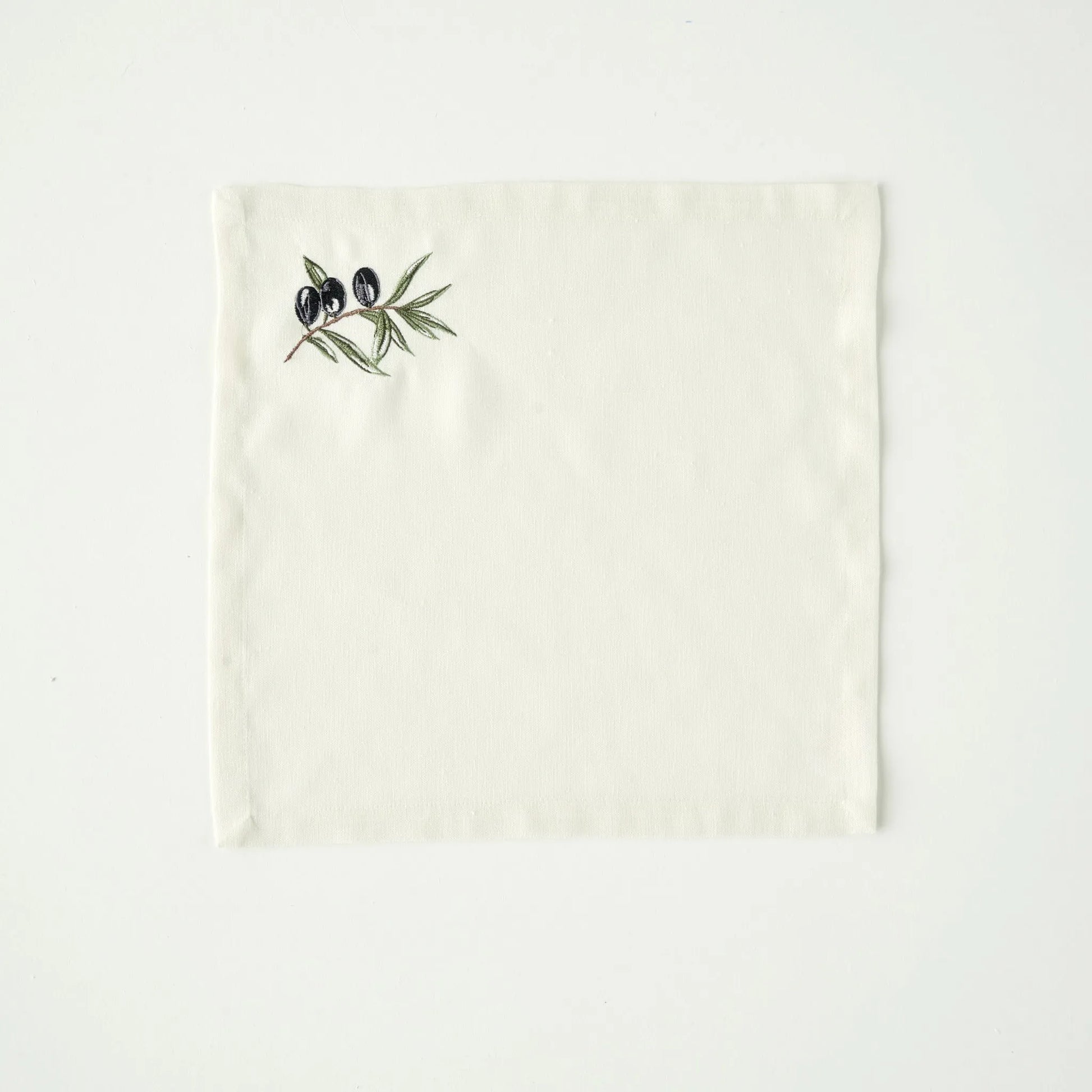 Olive Embroidered Napkin detail view