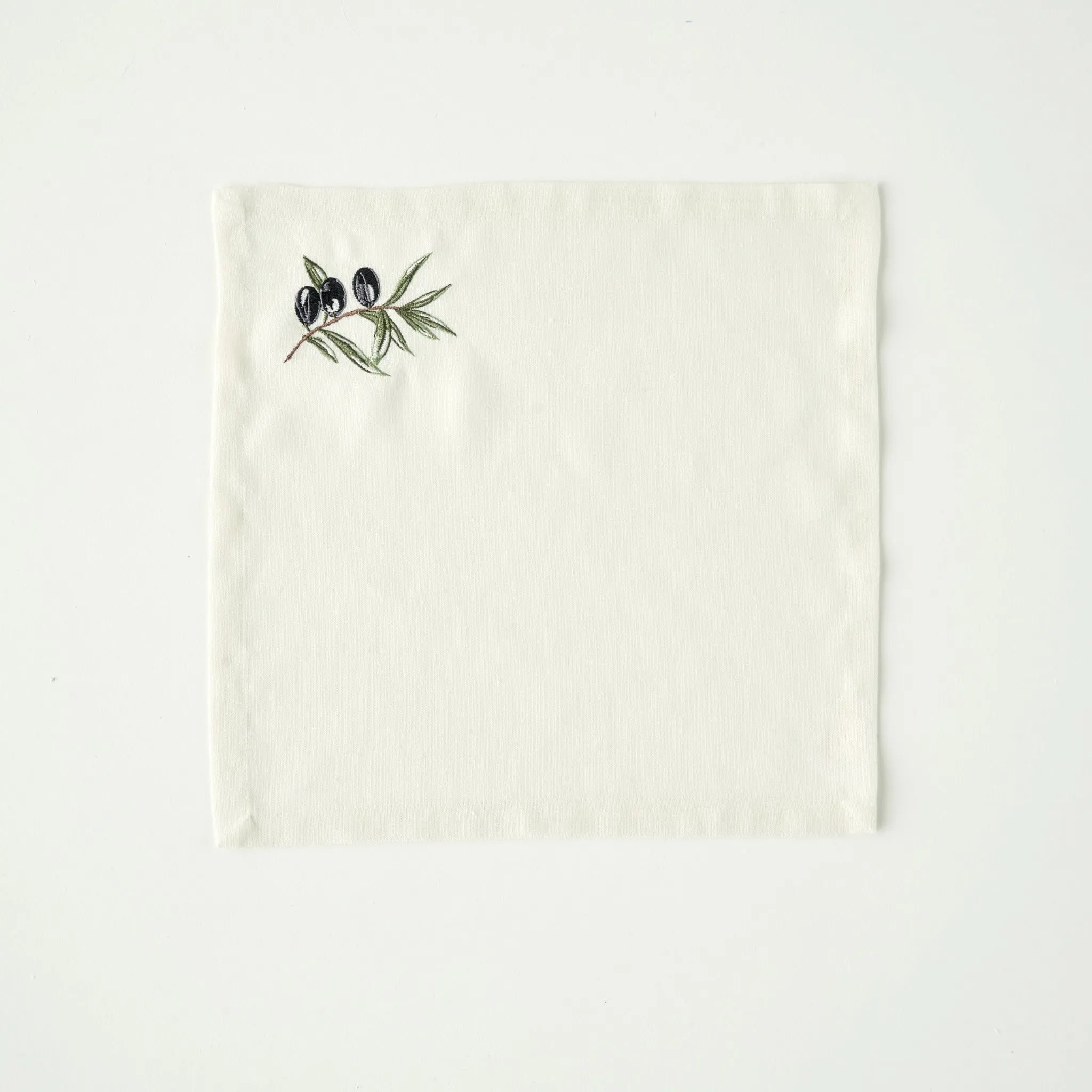 Olive Embroidered Napkin detail view