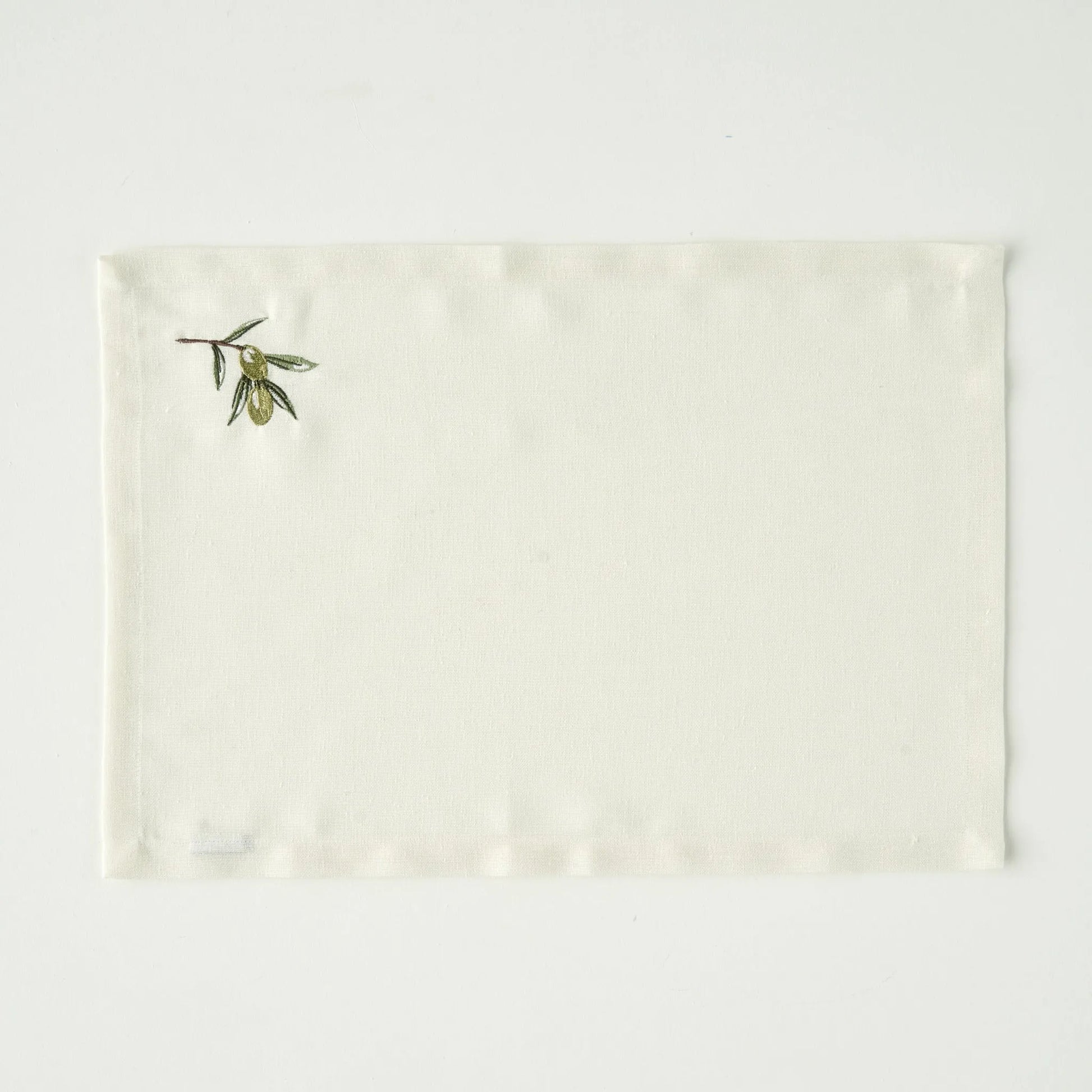 Olive Embroidered Placemat detail view