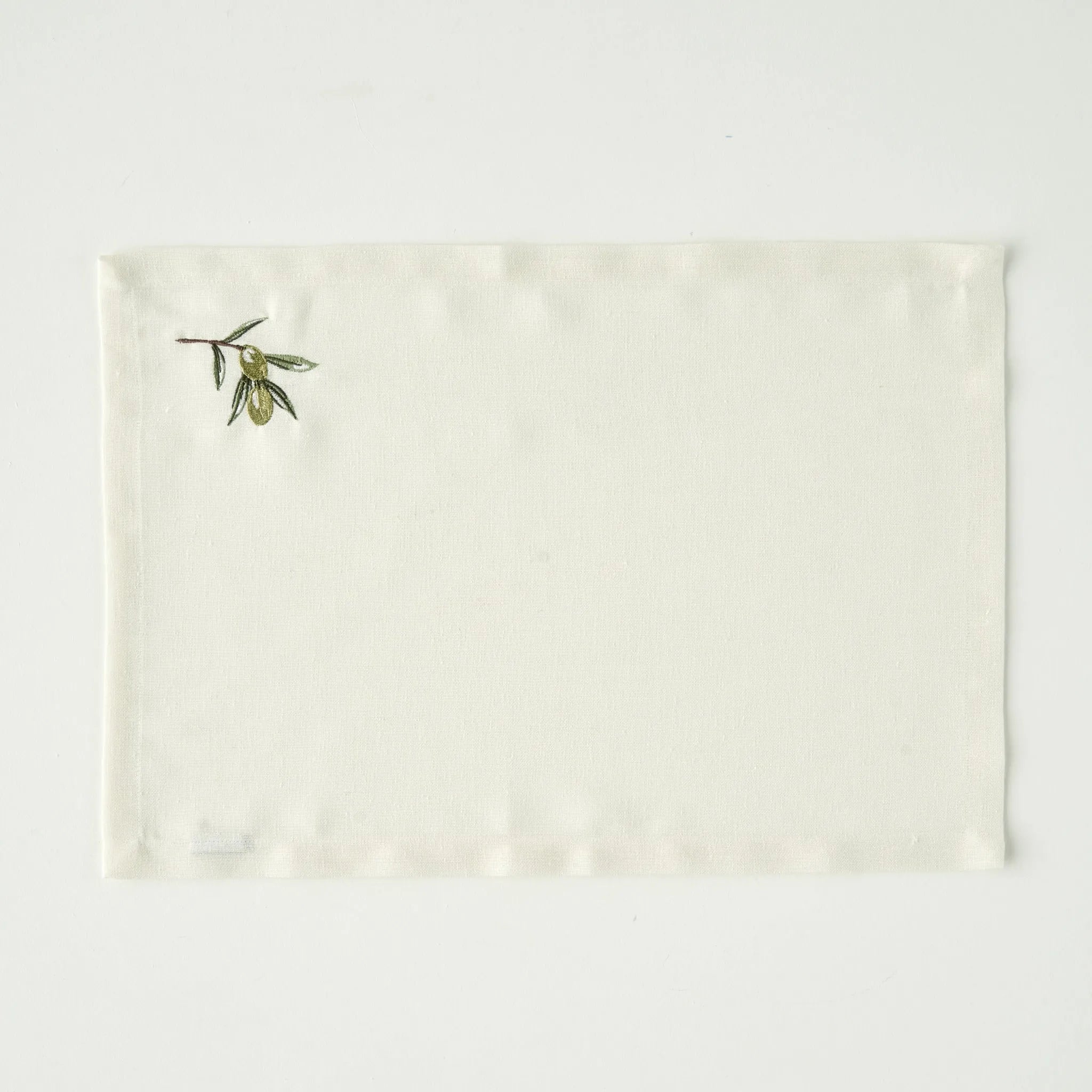 Olive Embroidered Placemat detail view