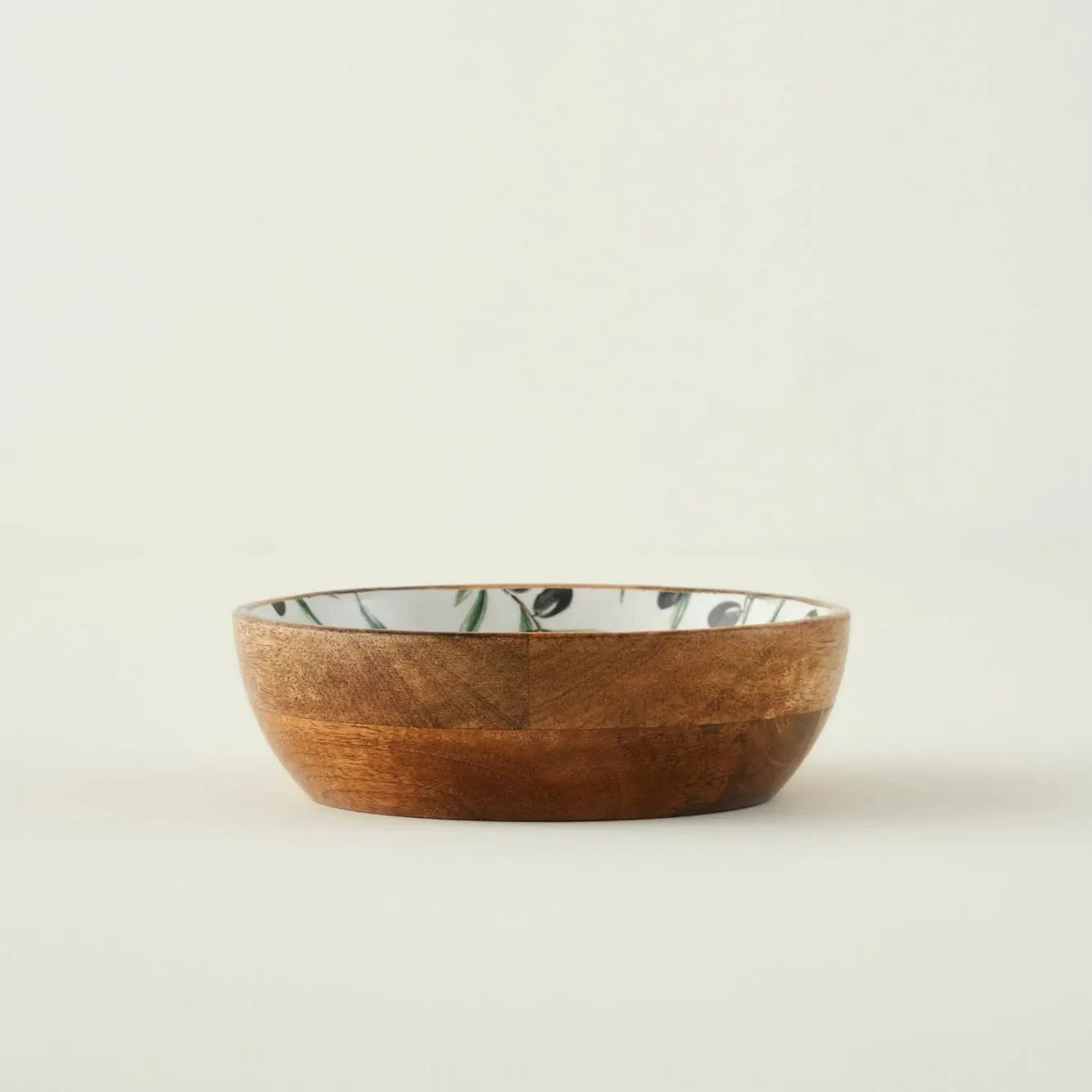 Olive Mango Wood Serving Bowl detail view