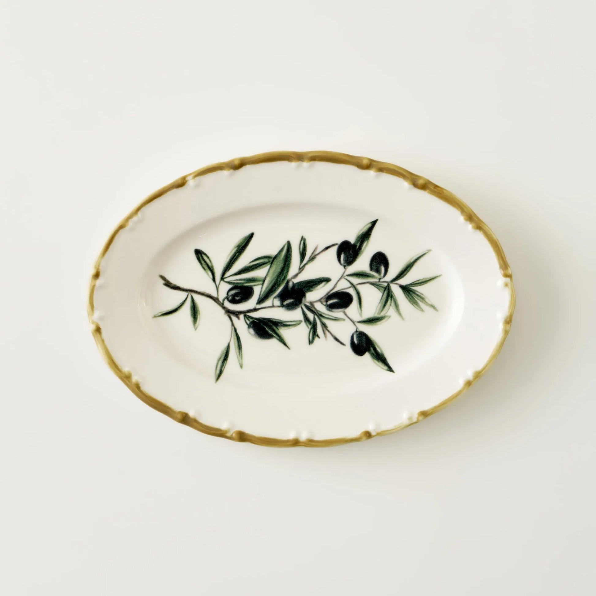 Olive Porcelain Oval Serving Platter design detail