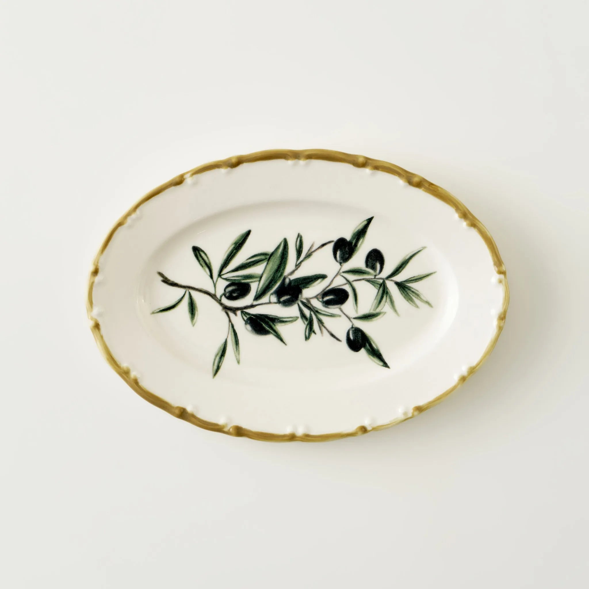 Olive Porcelain Oval Serving Platter design detail