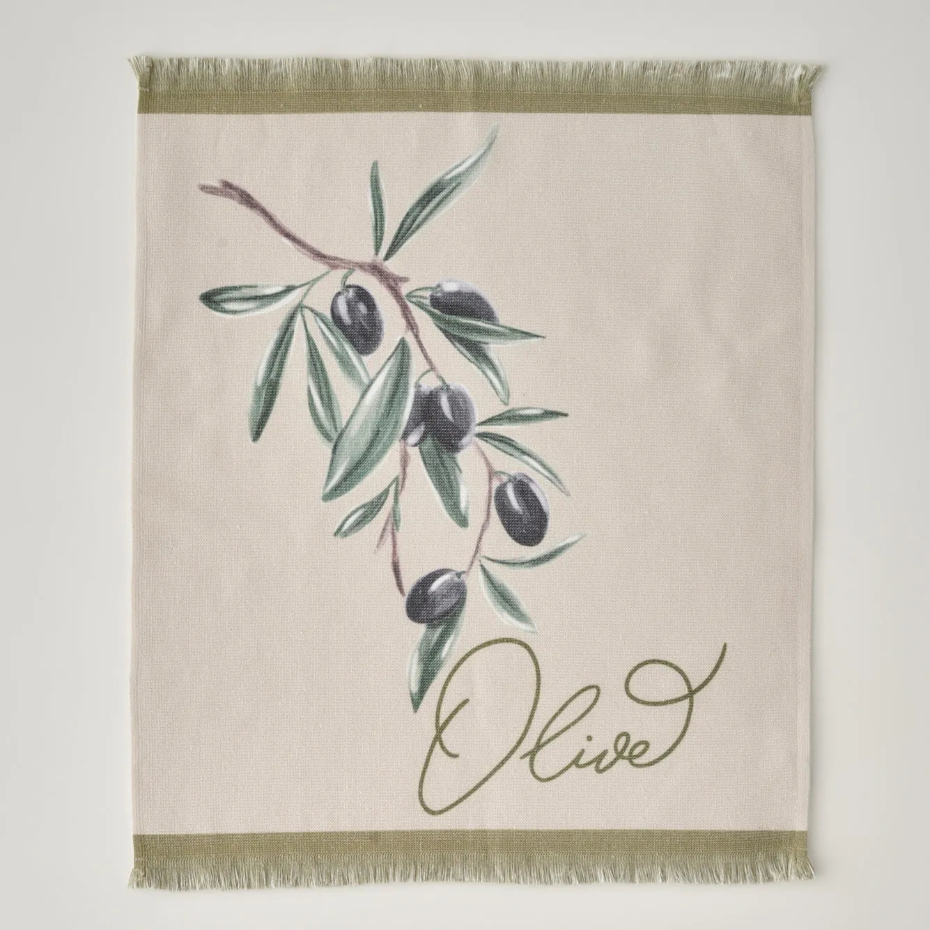 Olive Printed Kitchen Towels (Set of 2) texture detail