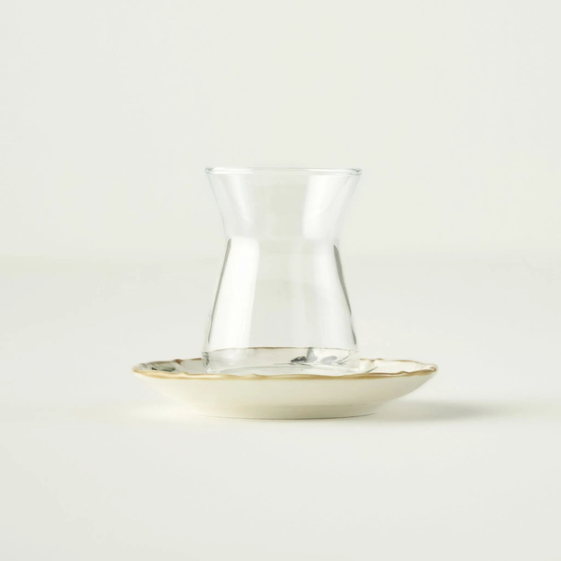 Olive Tea Glass Set with Saucers (6-Piece) detail view