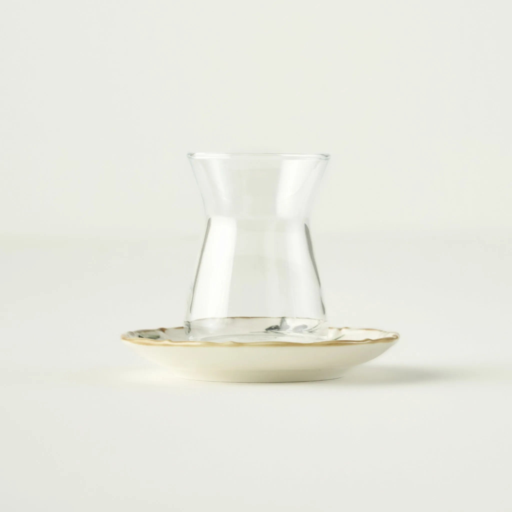 Olive Tea Glass Set with Saucers (6-Piece) detail view