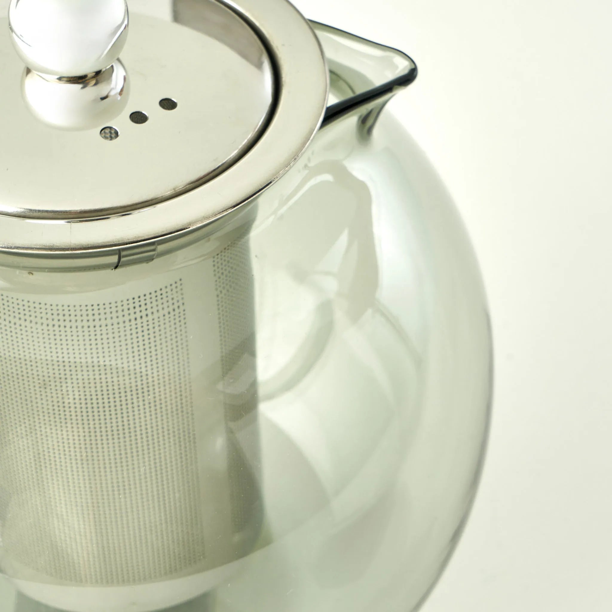 Porky Modern Glass Teapot detail view
