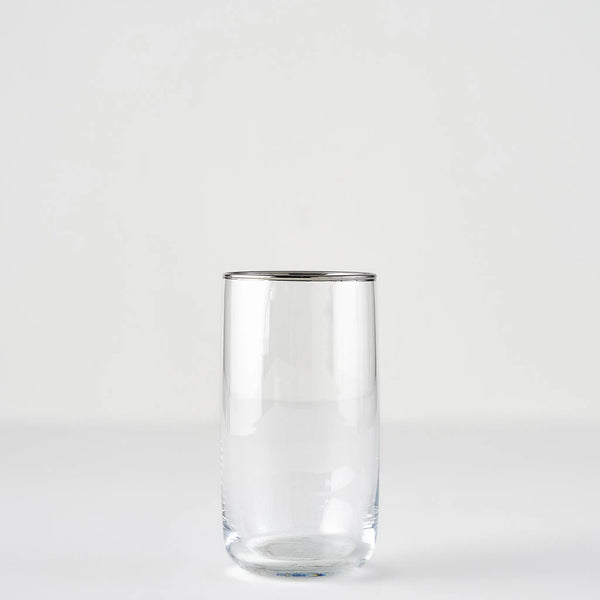 Premium Highball Glass with Silver/Gold Rim