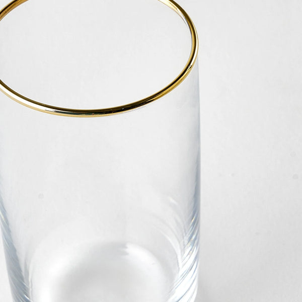 Premium Highball Glass with Silver/Gold Rim