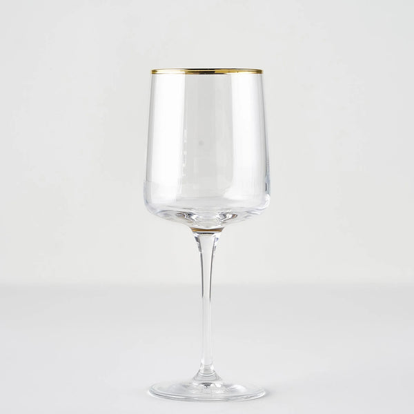 Premium Wine Glass with Silver/Gold Rim